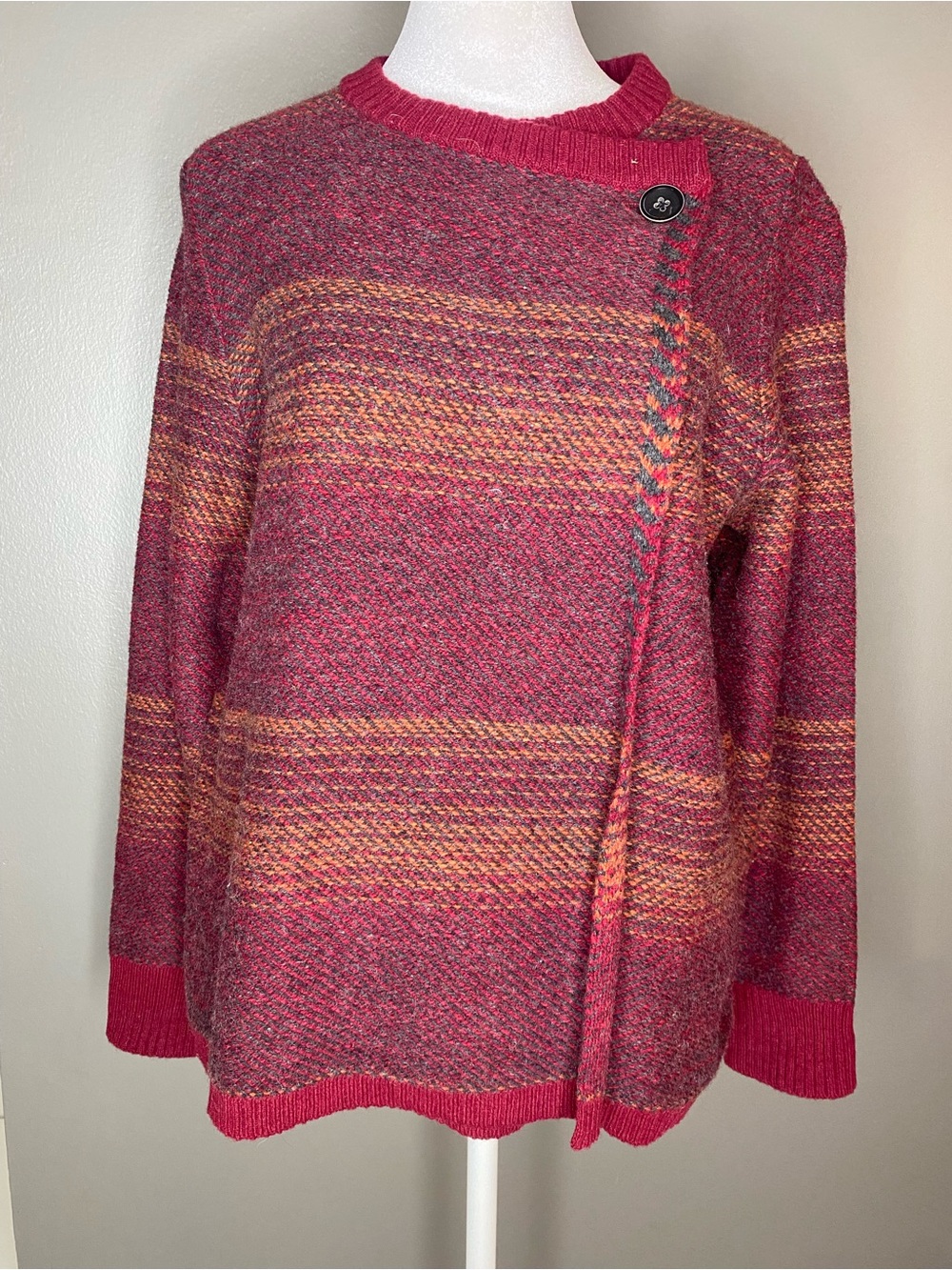 Woolrich Vintage Asymmetric Wool Blanket Cardigan Sweater - Size S